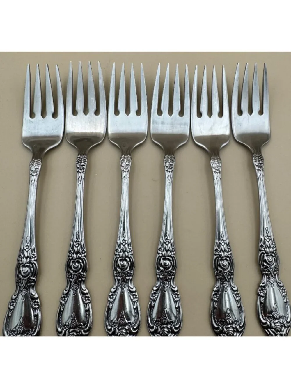 6 Oneida OCO WORDSWORTH Salad Forks USA Glossy Stainless Steel Flatware